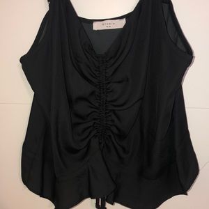Black (silky feel) crop blouse